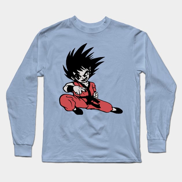 Young Goku (Chinese Bootleg Style) Long Sleeve T-Shirt by retroworldkorea